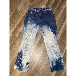 Levi's Women's 505 Size 10 Straight Tie Dye Bleached Distressed Med Wash 29x28.5